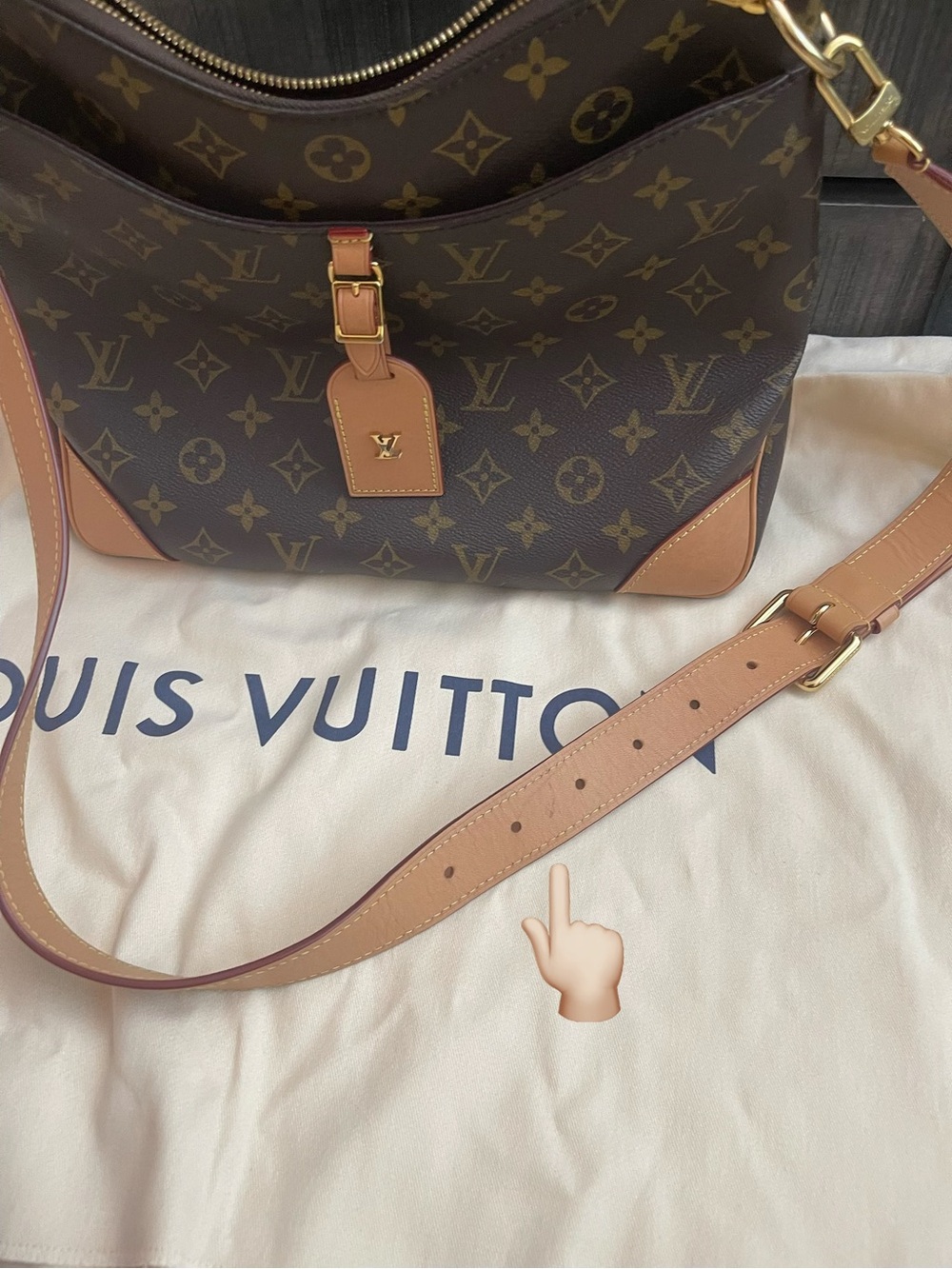 Louis Vuitton Odeon MM - Brown Monogram Shoulder Bag with Natural Vachetta Strap - Picture 16 of 16